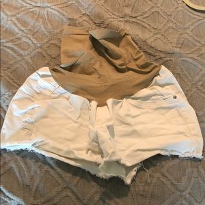 Jessica Simpson white denim maternity shorts